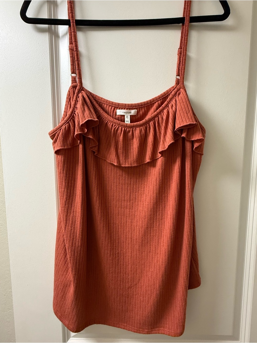 Maurices Rust-Colored Ribbed Ruffle Cami